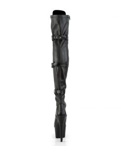 Pleaser Direct Larger Size Shoes Adore 3028 Black Faux Leather Thigh High Boots