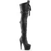 Pleaser Direct Larger Size Shoes Adore 3028 Black Faux Leather Thigh High Boots