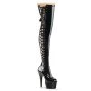 Pleaser Direct Adore 3050 Black Patent Lace Up Thigh High Boots Larger Size Shoes