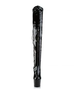 Pleaser Direct Larger Size Shoes Adore 3063 Black Patent Thigh High Boots