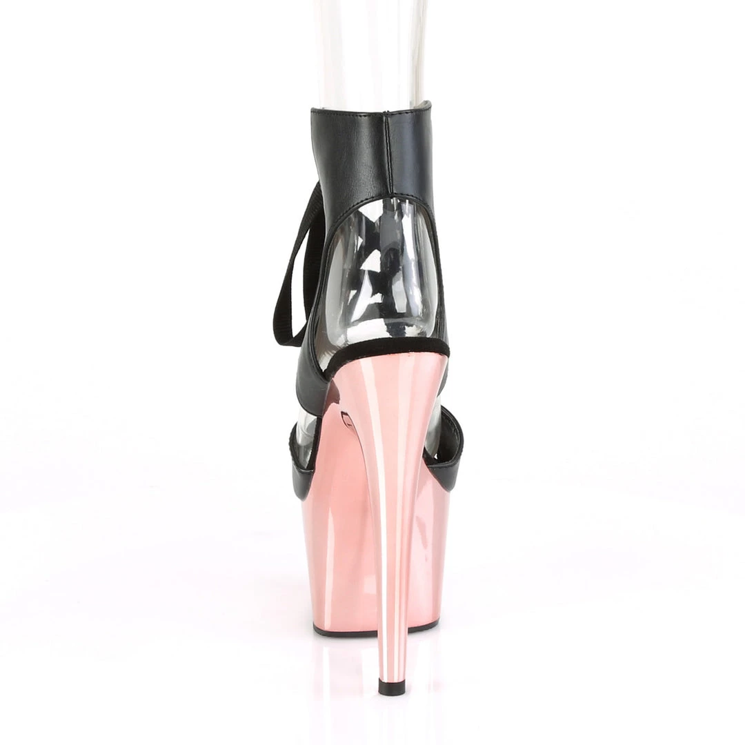 Pleaser Direct Adore 700-14 Black & Rose Gold Chrome Peep Toe Platforms Platform Shoes 4 Pleaser Direct Adore 700-14 Black & Rose Gold Chrome Peep Toe Platforms Platform Shoes
