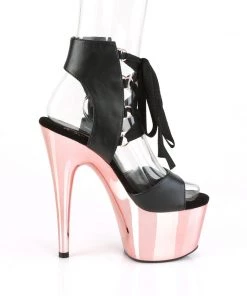 Pleaser Direct Adore 700-14 Black & Rose Gold Chrome Peep Toe Platforms Platform Shoes 9 Pleaser Direct Adore 700-14 Black & Rose Gold Chrome Peep Toe Platforms Platform Shoes