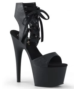 Pleaser Direct Larger Size Shoes Adore 700-14 Black Faux Leather Peep Toe Platforms