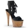 Pleaser Direct Adore 700-14LG Black & Rose Gold Glitter Peep Toe Platforms
