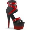 Pleaser Direct Adore 700-15 Black And Red Strappy Platform Heels