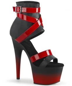 Pleaser Direct Adore 700-15 Black And Red Strappy Platform Heels