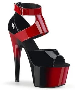 Pleaser Direct Platform Shoes Adore 700-16 Black Patent And Red Platform Heels