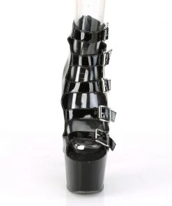 Pleaser Direct Adore 700-33 Black Patent Buckle Ankle Boots Larger Size Shoes