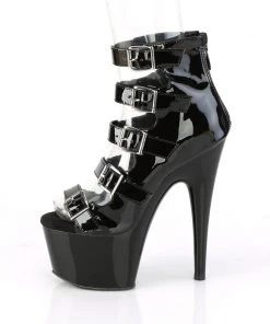 Pleaser Direct Adore 700-33 Black Patent Buckle Ankle Boots Larger Size Shoes