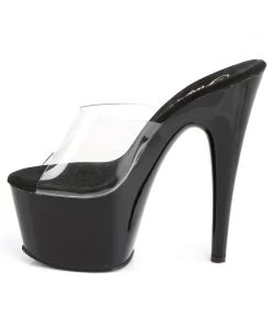 Pleaser Direct Adore 701 Black Patent & Clear Platforms Larger Size Shoes
