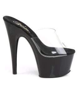Pleaser Direct Adore 701 Black Patent & Clear Platforms Larger Size Shoes