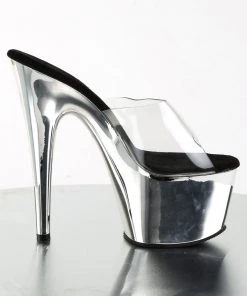 Pleaser Direct Larger Size Shoes Adore 701 Silver Chrome Platforms