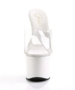 Pleaser Direct Adore 701 White & Clear Platforms Larger Size Shoes