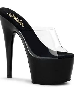Pleaser Direct Adore 701 Black Patent & Clear Platforms Larger Size Shoes