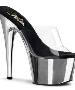 Pleaser Direct Larger Size Shoes Adore 701 Silver Chrome Platforms