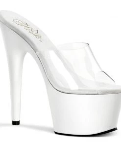 Pleaser Direct Adore 701 White & Clear Platforms Larger Size Shoes