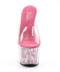 Pleaser Direct Larger Size Shoes Adore 701FL Clear And Pink Flower Platforms