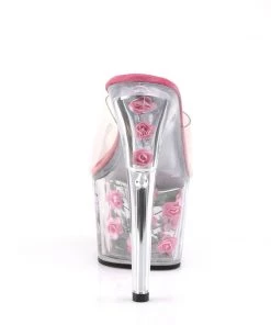 Pleaser Direct Larger Size Shoes Adore 701FL Clear And Pink Flower Platforms