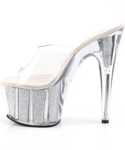 Pleaser Direct Adore 701G Silver Glitter Platforms Larger Size Shoes 7 Pleaser Direct Adore 701G Silver Glitter Platforms Larger Size Shoes