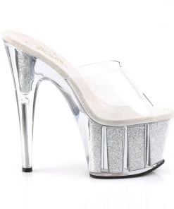 Pleaser Direct Adore 701G Silver Glitter Platforms Larger Size Shoes 9 Pleaser Direct Adore 701G Silver Glitter Platforms Larger Size Shoes