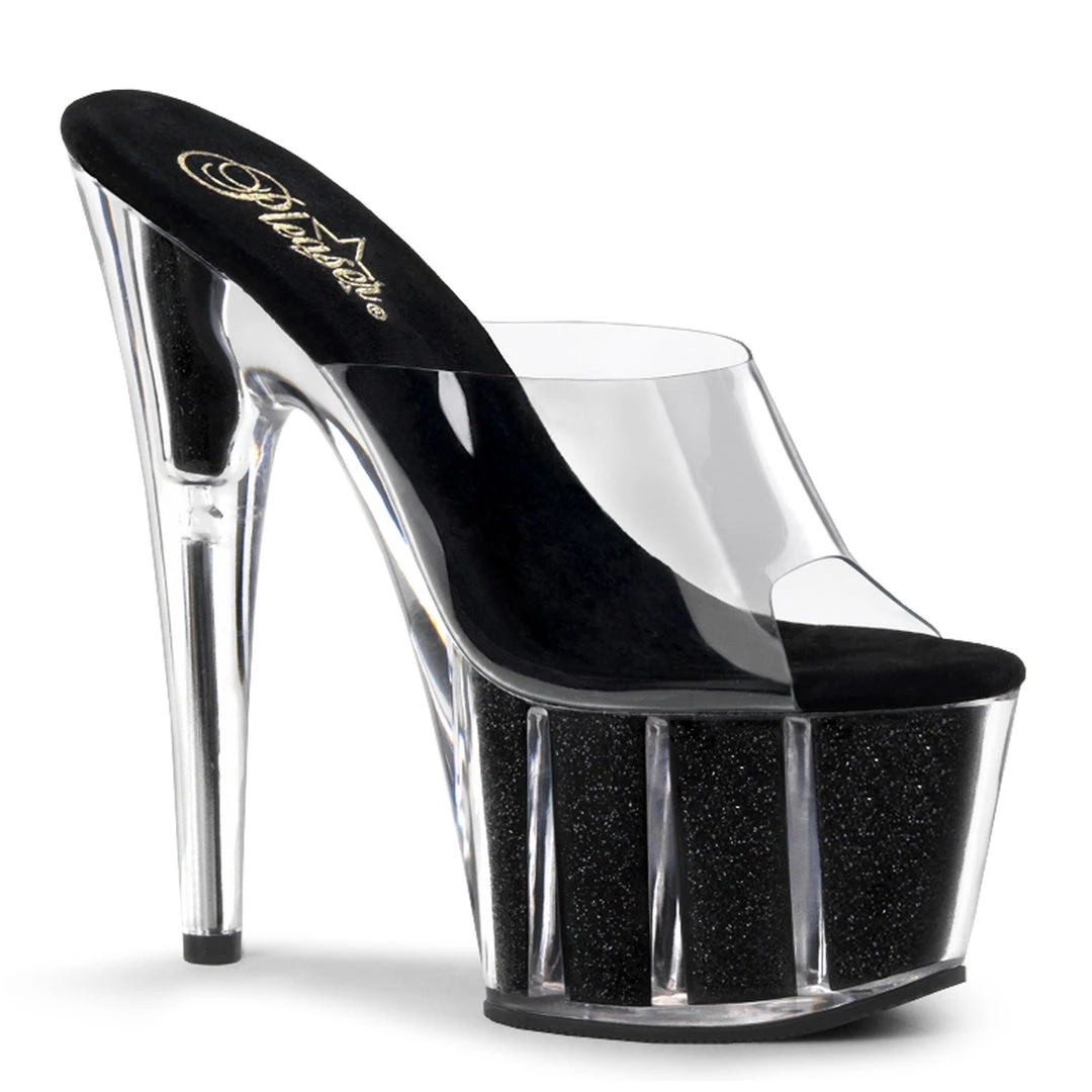 Pleaser Direct Larger Size Shoes Adore 701G Black Glitter Platforms 1 Pleaser Direct Larger Size Shoes Adore 701G Black Glitter Platforms