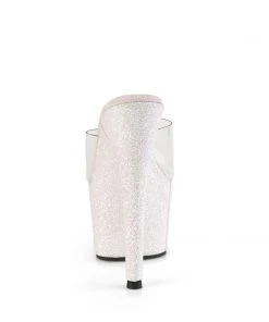 Pleaser Direct Glitter Shoes Adore 701HMG White Glitter Platforms High Heels