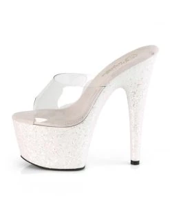 Pleaser Direct Adore 701LG White Glitter Platforms