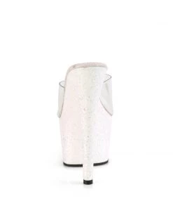 Pleaser Direct Adore 701LG White Glitter Platforms