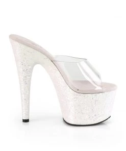 Pleaser Direct Adore 701LG White Glitter Platforms