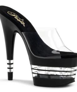 Pleaser Direct Larger Size Shoes Adore 701LN Black & Clear Platform Heels