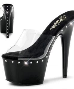 Pleaser Direct Adore 701LS Black Rhinestone Platforms Larger Size Shoes