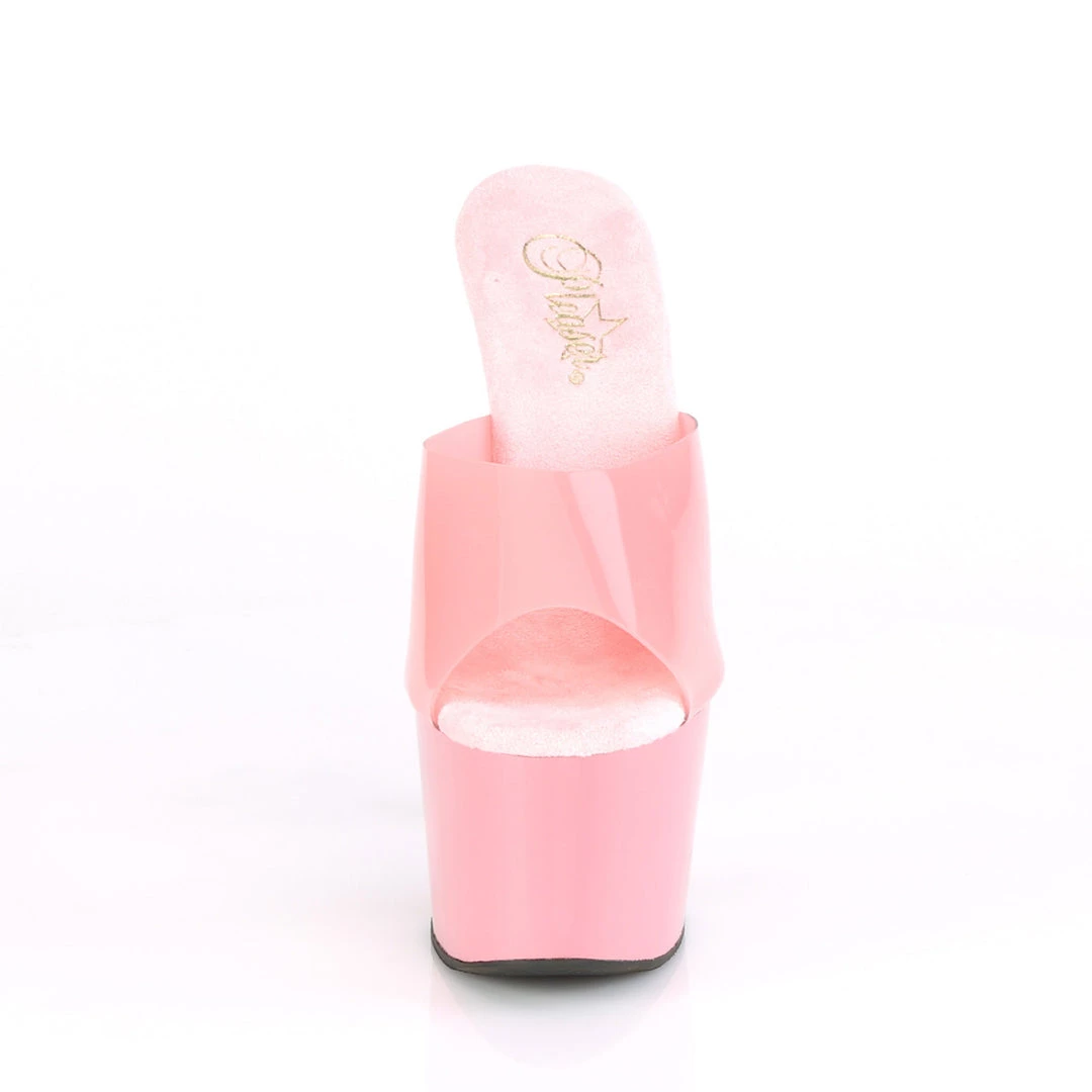 Pleaser Direct Adore 701N Pink Peep Toe Slide On High Heels 2 Pleaser Direct Adore 701N Pink Peep Toe Slide On High Heels
