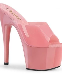 Pleaser Direct Adore 701N Pink Peep Toe Slide On High Heels