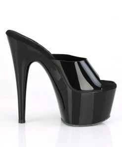 Pleaser Direct Platform Shoes Adore 701N Black Peep Toe Slide On High Heels