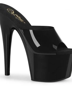 Pleaser Direct Platform Shoes Adore 701N Black Peep Toe Slide On High Heels