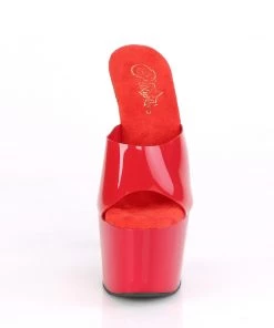 Pleaser Direct Adore 701N Red Peep Toe Slide On High Heels Platform Shoes