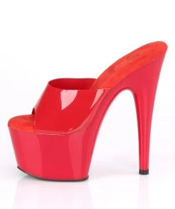 Pleaser Direct Adore 701N Red Peep Toe Slide On High Heels Platform Shoes