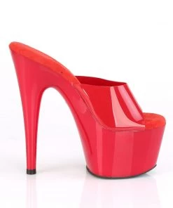 Pleaser Direct Adore 701N Red Peep Toe Slide On High Heels Platform Shoes