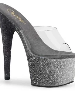 Pleaser Direct Adore 701OMBRE Grey Ombre Peep Toe High Heels