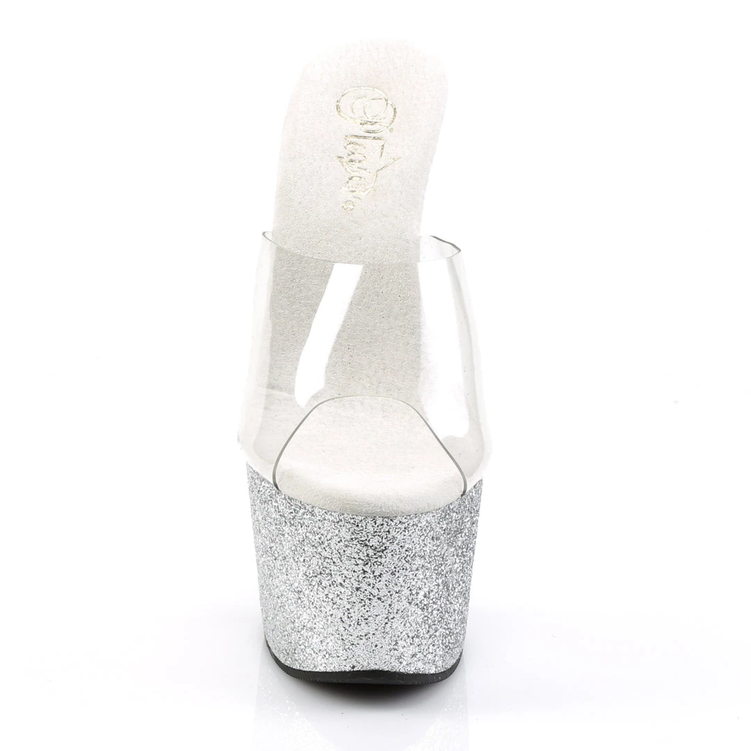 Pleaser Direct Adore 701SDG Silver Glitter Platforms 2 Pleaser Direct Adore 701SDG Silver Glitter Platforms
