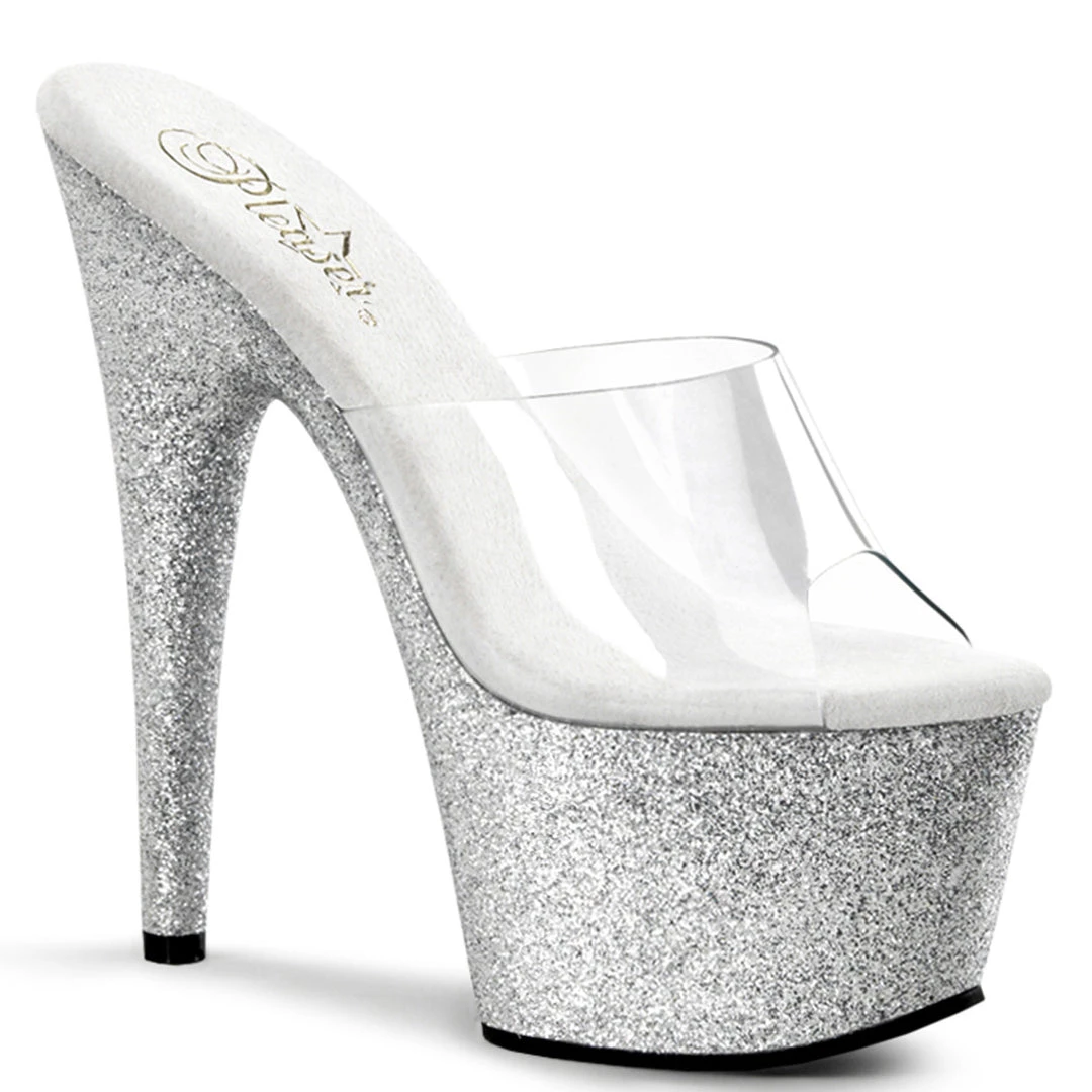 Pleaser Direct Adore 701SDG Silver Glitter Platforms 1 Pleaser Direct Adore 701SDG Silver Glitter Platforms