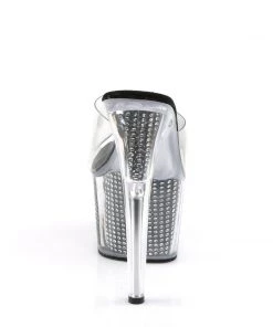 Pleaser Direct Adore 701SRS Black And Silver Rhinestone High Heels