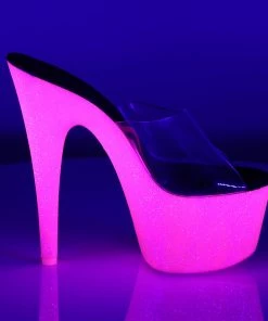 Pleaser Direct Adore 701UVG Hot Pink Glitter Platforms Glitter Shoes