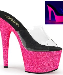 Pleaser Direct Adore 701UVG Hot Pink Glitter Platforms Glitter Shoes