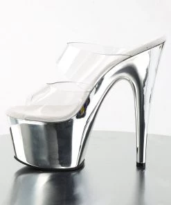 Pleaser Direct Larger Size Shoes Adore 702 Silver Platforms