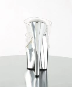 Pleaser Direct Larger Size Shoes Adore 702 Silver Platforms