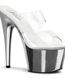 Pleaser Direct Larger Size Shoes Adore 702 Silver Platforms