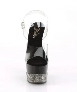 Pleaser Direct Adore 708-3 Black Patent & Rhinestone Platforms