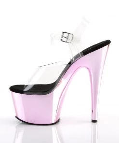 Pleaser Direct Adore 708 Baby Pink Chrome Platforms