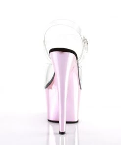Pleaser Direct Adore 708 Baby Pink Chrome Platforms